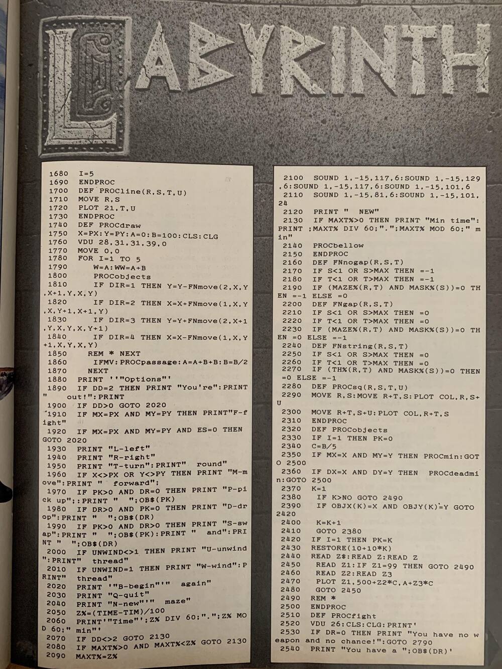 a BASIC listing printed in a magazine